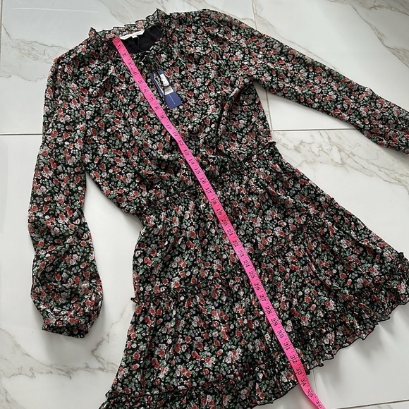 NWT REBECCA MINKOFF Rosemary Floral Dress black floral print Size Medium peasant - Picture 14 of 17